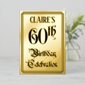 60th Birthday Party — Elegant Script + aangepaste  Folie Uitnodiging (Staand Voorkant)