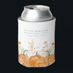 60th Birthday Party Fall Pumpkin Wildflower Custom Blikjeskoeler<br><div class="desc">Herfst pompoenen zijn genesteld in delicate goudgele en oranje wilde bloemen aan creëer een elegante esthetiek. Alle tekst is bewerkbaar,  zodat u eenvoudig uw eigen speciale stemming kunt maken.</div>