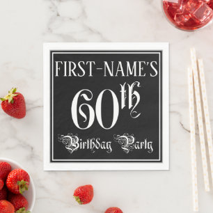60th Birthday Party — Fancy script + aangepaste na Servet