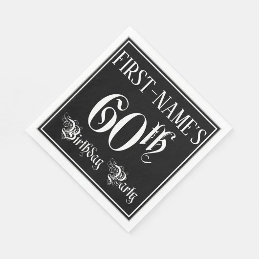 60th Birthday Party — Fancy script + aangepaste na Servet (Hoek)