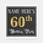 60th Birthday Party — Fancy Script, Faux Gold Look Servet (Voorkant)