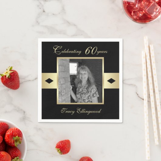 60th Birthday Party Foto op Zwart Servet (Insitu)