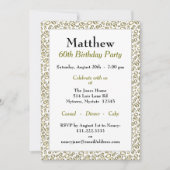 60th Birthday Party Gold and White Number Pattern Kaart (Voorkant)