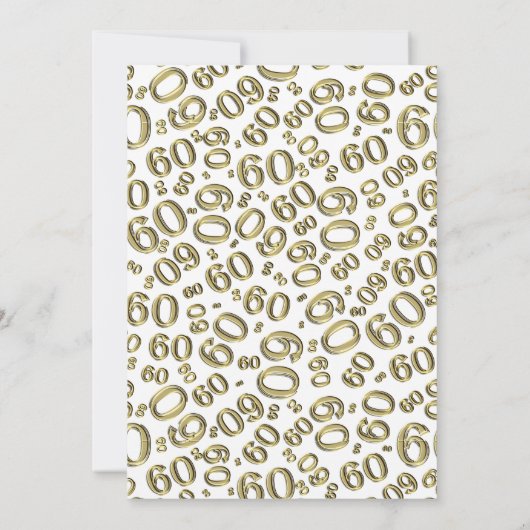60th Birthday Party Gold and White Number Pattern Kaart (Achterkant)