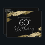 60th Birthday Party Gold Black Invitation Briefkaa Briefkaart<br><div class="desc">Elegant Faux Gold folie verfsplatters ontwerpen. Alle tekst kan worden aangepast en kan eenvoudig worden gewijzigd voor uw eigen wensen. Geweldig elegante 60e verjaardag sjabloon.</div>