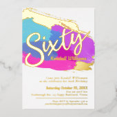 60th Birthday party gouden foto heldere abstracte  Folie Uitnodiging (Voorkant)