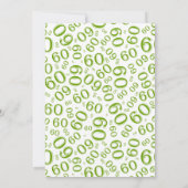 60th Birthday Party Green and White Number Pattern Kaart (Achterkant)