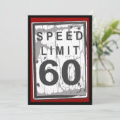 60th Birthday Party Grungy Speed Limit Sign Kaart (Staand voorkant)