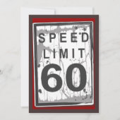 60th Birthday Party Grungy Speed Limit Sign Kaart (Voorkant)