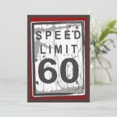 60th Birthday Party Grungy Speed Limit Sign Kaart (Staand voorkant)
