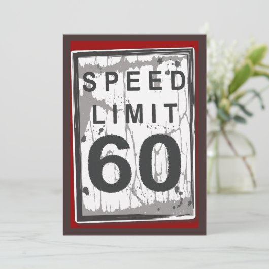 60th Birthday Party Grungy Speed Limit Sign Kaart (Staand voorkant)