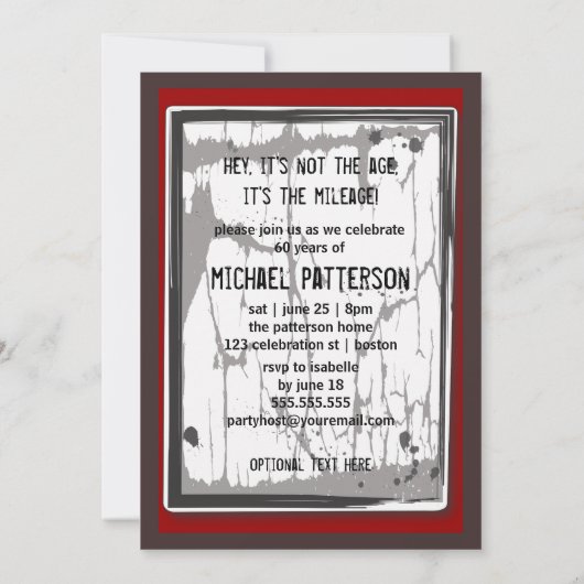 60th Birthday Party Grungy Speed Limit Sign Kaart (Achterkant)
