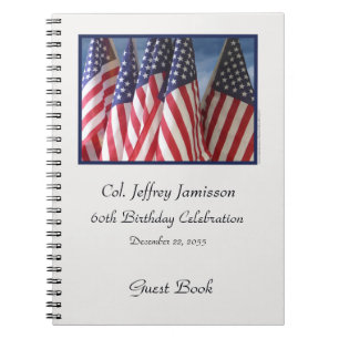 60th Birthday Party Guest Book, Flags, Name Spiral Notitieboek