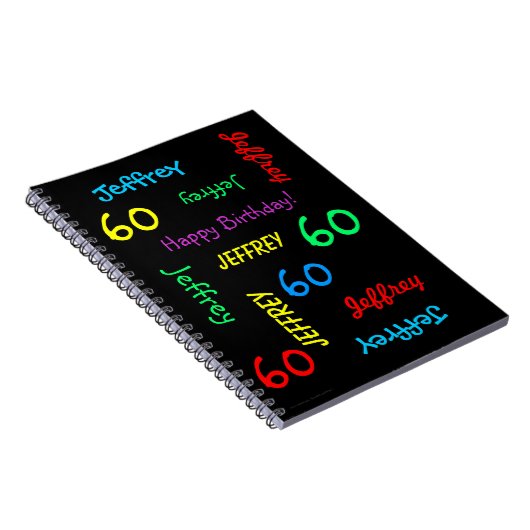 60th Birthday Party Guest Book Repat Name Black Notitieboek (Rechterzijde)