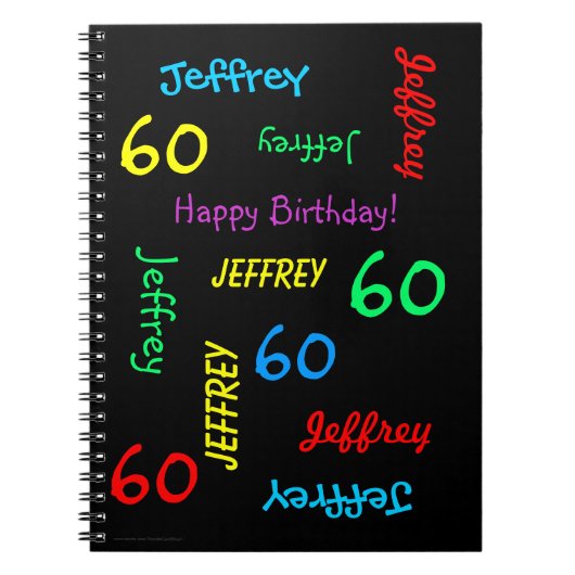 60th Birthday Party Guest Book Repat Name Black Notitieboek (Voorkant)