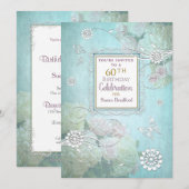 60th Birthday Party Invitation, Elegant Pastels Kaart (Voorkant / Achterkant)