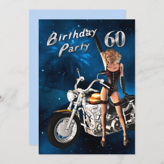 60th Birthday party Invitation Kaart (Voorkant / Achterkant)