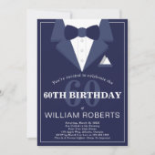 60th Birthday Party Invitation, Tuxedo Kaart (Voorkant)