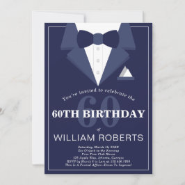 60th Birthday Party Invitation, Tuxedo Kaart
