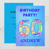 60th Birthday Party Invitation Voeg een naam toe Kaart (Voorkant / Achterkant)