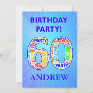 60th Birthday Party Invitation Voeg een naam toe Kaart