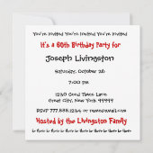 60th Birthday Party Invite Black White W1183 Kaart (Achterkant)