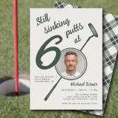 60th Birthday Party Photo Modern Golf Putter Green Kaart