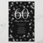 60th Birthday Party Program Silver Confetti Menu (Voorkant)