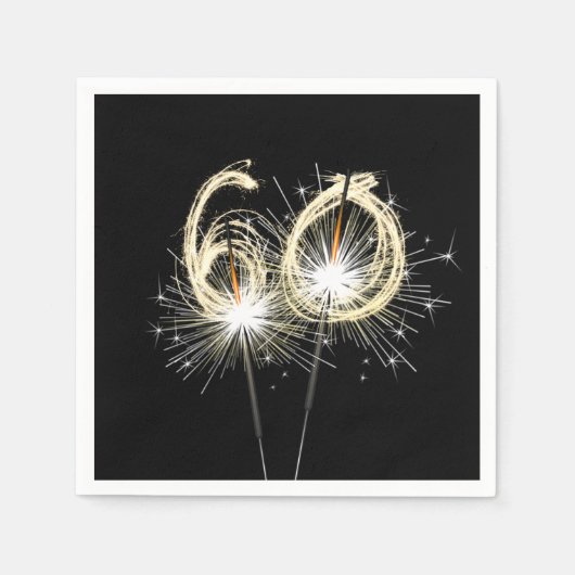 60th Birthday Party Sparklers on Black Servet (Voorkant)
