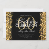60th Birthday Party Sparkles Gold Kaart (Voorkant)