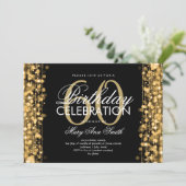 60th Birthday Party Sparkles Gold Kaart (Staand voorkant)