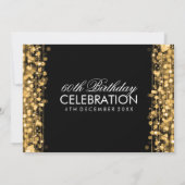 60th Birthday Party Sparkles Gold Kaart (Achterkant)