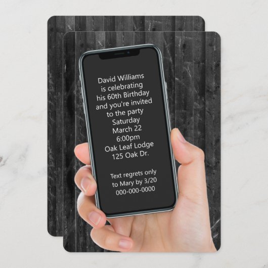 60th Birthday Party Text Message Kaart (Voorkant / Achterkant)