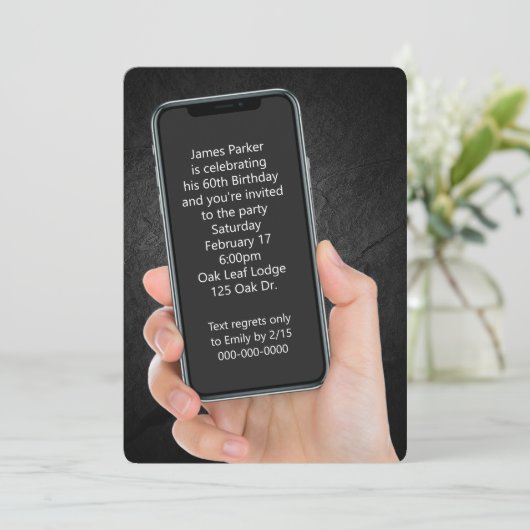 60th Birthday Party Text Message Kaart (Staand voorkant)