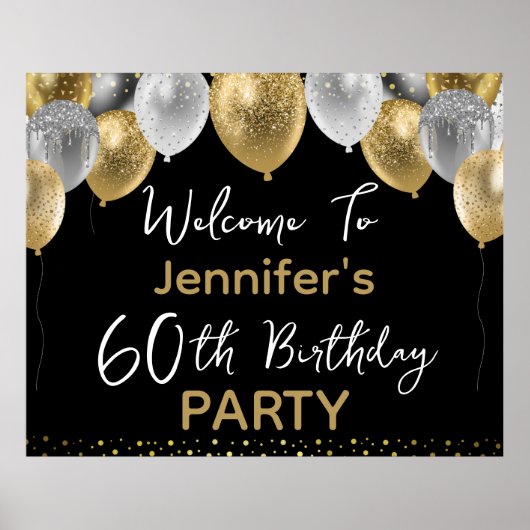 60th Birthday Party Welcome Sign Poster (Voorkant)