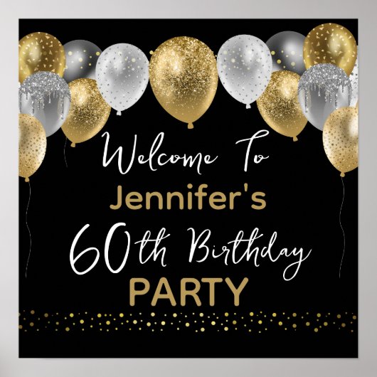 60th Birthday Party Welcome Sign Poster (Voorkant)
