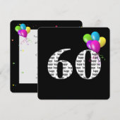 60th Birthday Party with ballonbos Kaart (Voorkant / Achterkant)