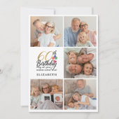 60th Birthday Photo Collage Gold Script Typography Kaart (Voorkant)