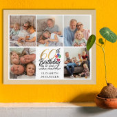 60th Birthday Photo Collage Script Typography Poster
