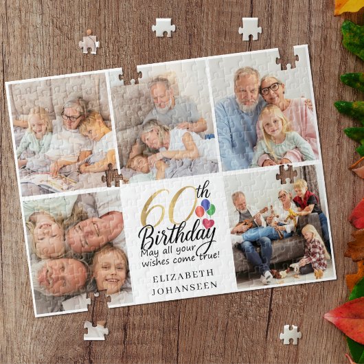 60th Birthday Photo Collage sixty years old Script Legpuzzel