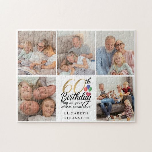 60th Birthday Photo Collage sixty years old Script Legpuzzel (Horizontaal)