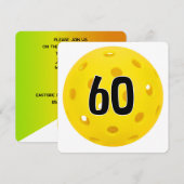 60th Birthday Pickleball Party Kaart (Voorkant / Achterkant)