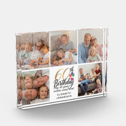 60th Birthday Picture Collage Script Typography Fotoblokken (Links)