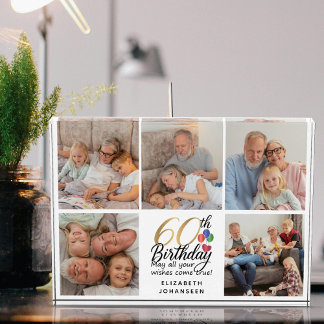 60th Birthday Picture Collage Script Typography Fotoblokken