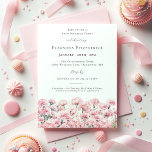 60th Birthday Pink Carnation January Birth Flower Kaart<br><div class="desc">Perfect invitation for an January birthday party. Carnation is the birth flower for that month. It forms a pretty watercolor bottom border on this floral invitation template. All text is editable</div>