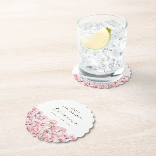 60th Birthday Pink Carnation January Birth Flower Kartonnen Onderzetters (Insitu)