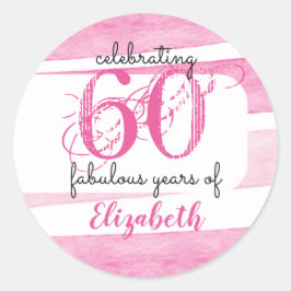 60th birthday PINK Celebrating 60 fabulous years Ronde Sticker