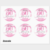 60th birthday PINK Celebrating 60 fabulous years Ronde Sticker (Vel)