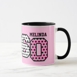60th Birthday PINK POLKA DOTS Custom Name V04E Mok