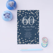 60th Birthday Program Silver Glitter w/ Menu Navy (Enkel)